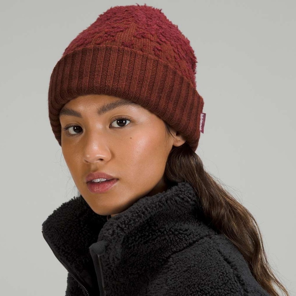 NWT Lululemon Ombre Knit Textured Beanie O/S (Red Merlot) - Picture 1 of 13